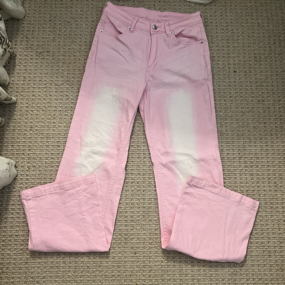 Brandy Melville Pink Flare Wide Leg Jeans